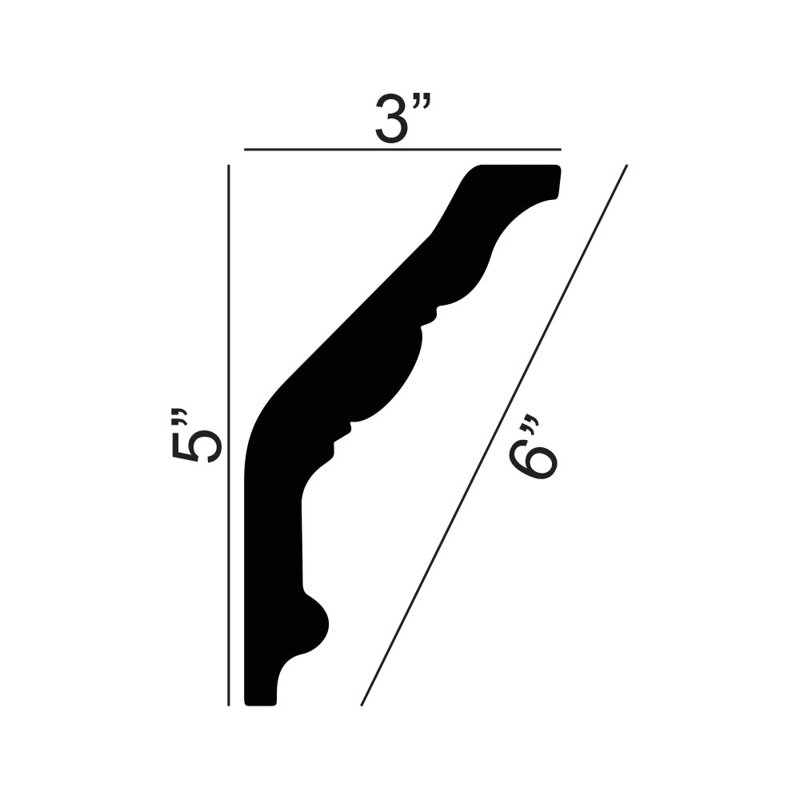 Moulure couronnée en polyuréthane œuf H 2 po x l 4 po x P 6 po