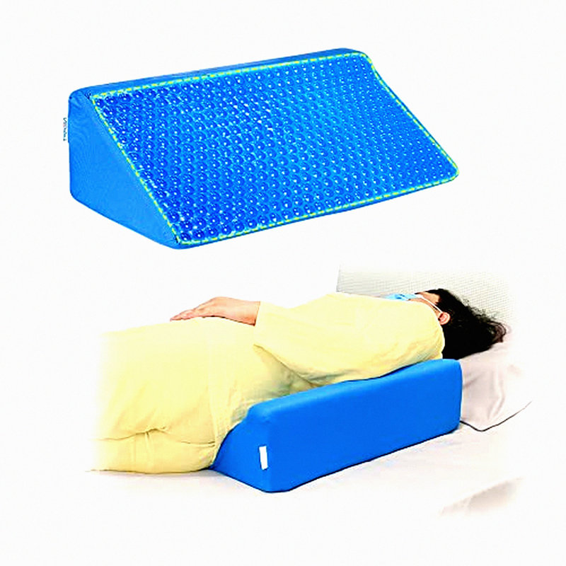 ComfortEase Recovery Wedge - Bed Incline Pillow for Post-Surgery Sleep, Back Pain Relief, Pregnancy Support, and Pressure Sore Prevention. Blue Gel Foam with Cover.