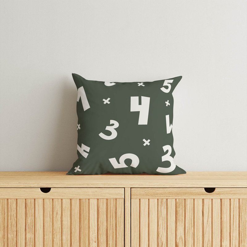 Coussin Numéros, H 26 po x l 26 po, Chimichurri / ivoire