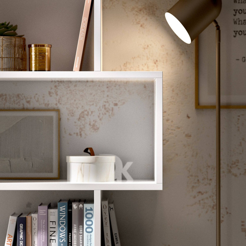 Ayofemi Geometric Bookcase, White