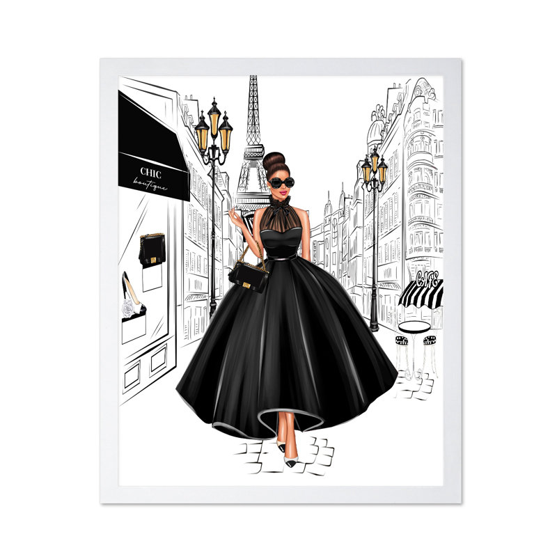 Lady in Black, Poster, 24"H x 32"W, White Framed
