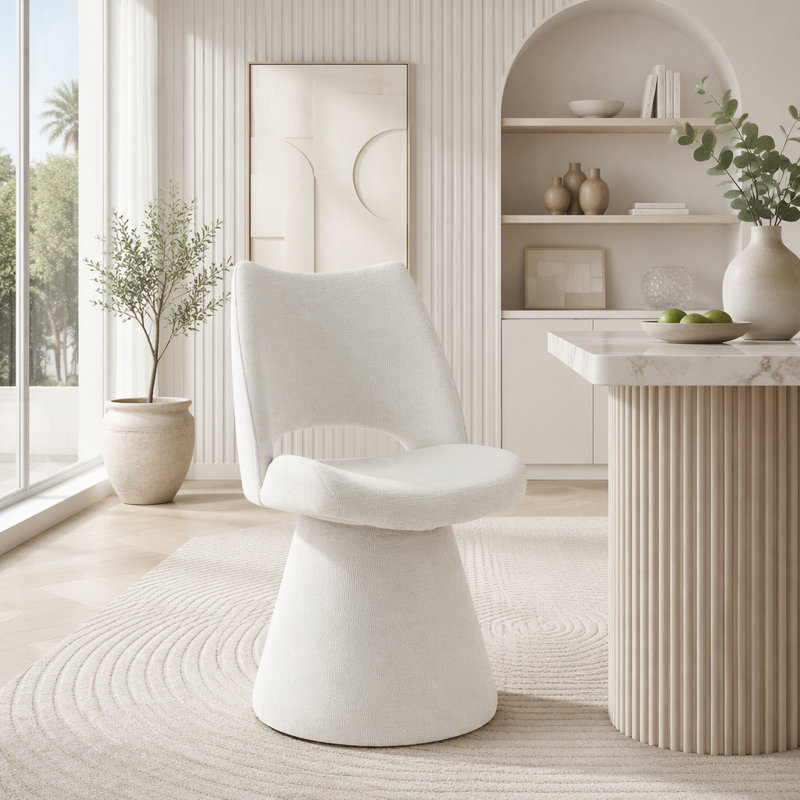 Fauteuil rembourré de salle à manger, Blanc cassé