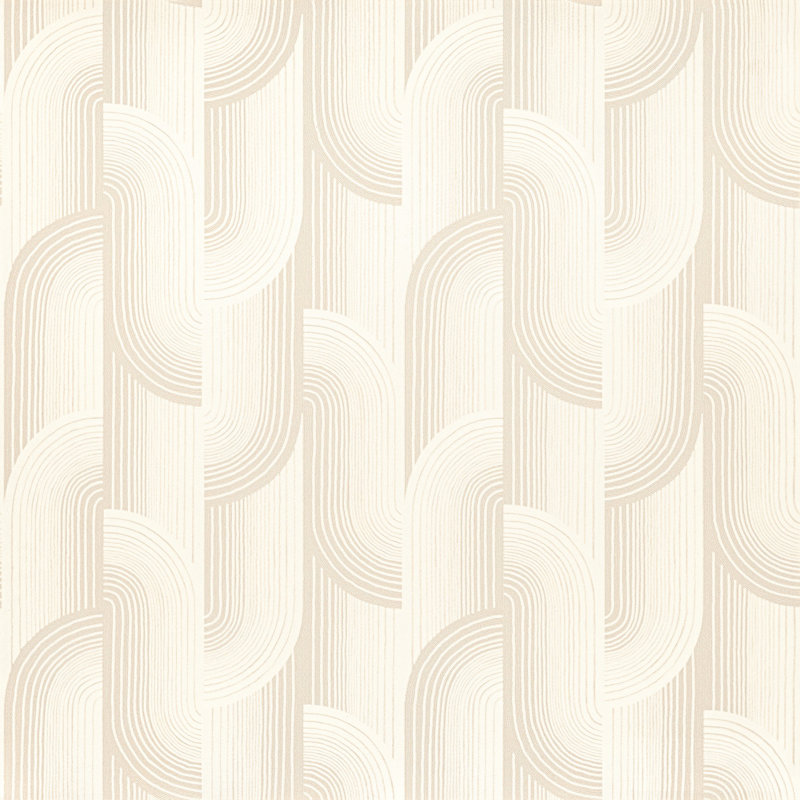 Precious Weaves Collection Geometric Swirls Wallpaper Roll, Cream