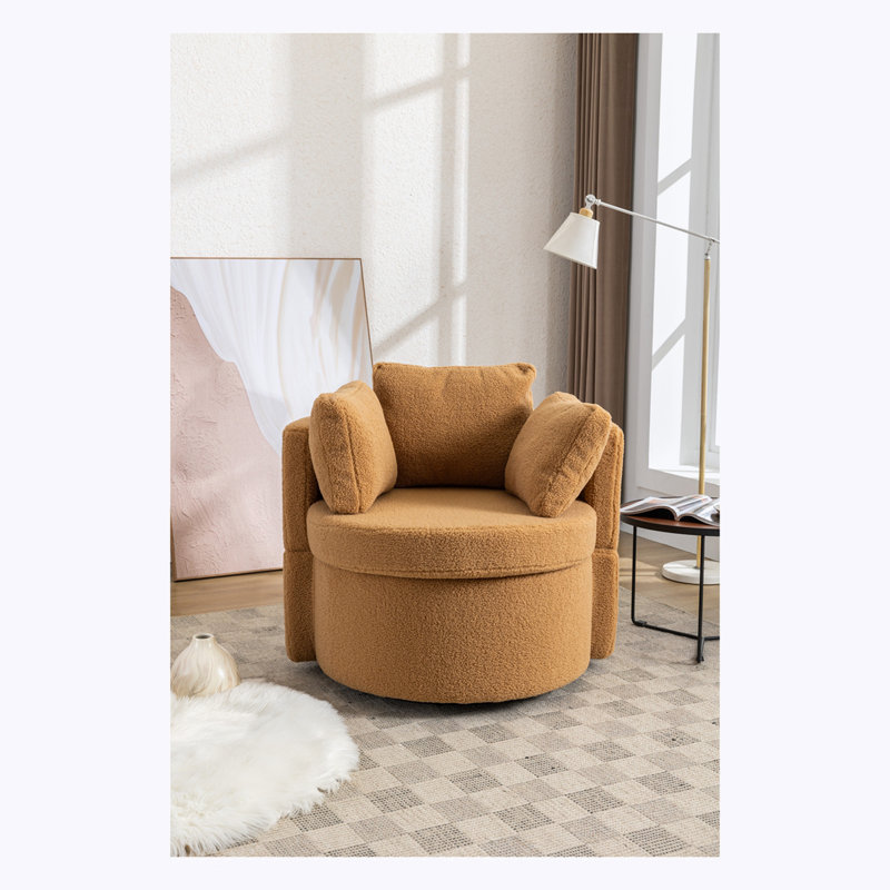 Fauteuil demi-tonneau pivotant avec rangement, Ourson brun
