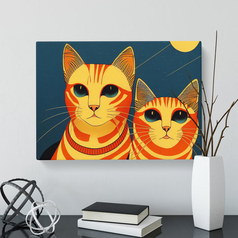 Two Art Deco Cats Vol.2 - Wrapped Canvas, 35cm H x 50cm W x 3cm D