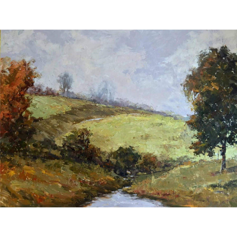 Babbling Brook - Artist Enhanced Canvas Print, White Framed Canvas, 25.5" H x 31.5" W x 1.75" D