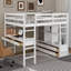 Lit mezzanine double avec bureau intégré avec 2 tiroirs, tablettes et tiroirs-2043903800