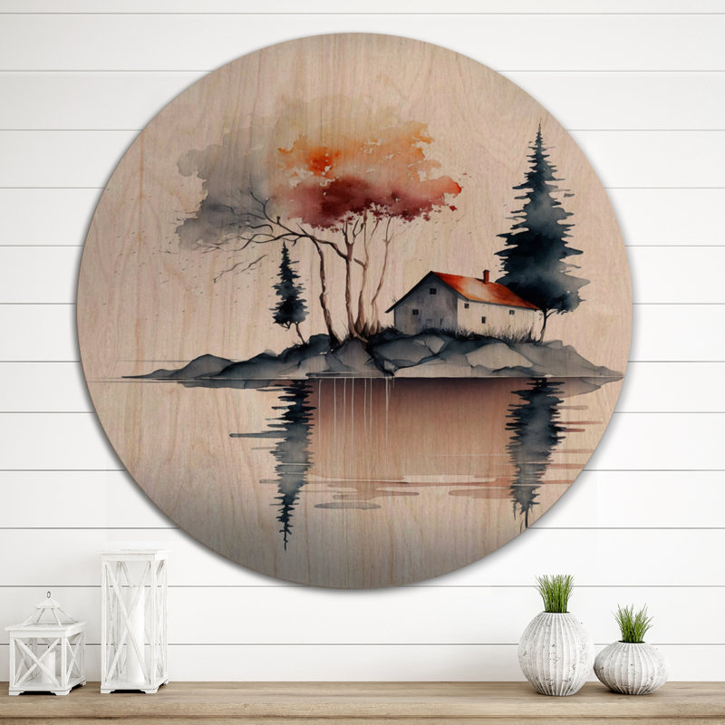 «Red Watercolor Tree» par A Little Country House III, H 29 po x l 29 po x P 1 po