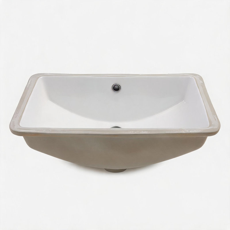 21 inch x 14 inch White Ceramic Rectangular Undermount Bathroom Sink with Overflow