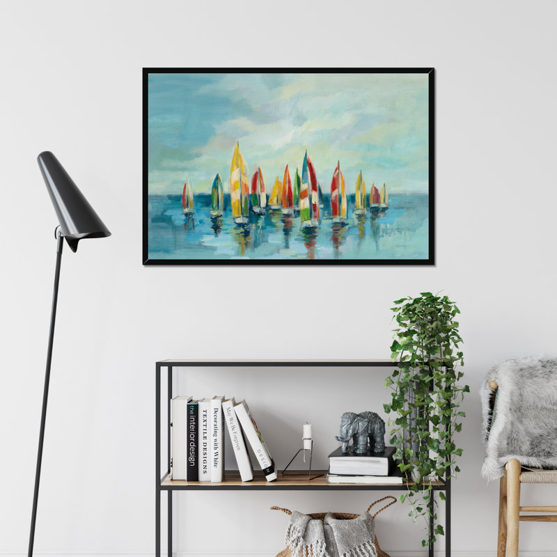 Regatta by Silvia Vassileva - Painting, Black Framed Paper Print, 65cm H x 95cm W