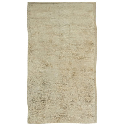 Antique One-of-a-Kind 4'3" X 7'5" 1940s Wool Area Rug in Beige