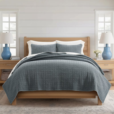 Stonewashed 100% Natural Cotton Waffle Quilt Set