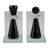 Modern Crystal Glass Bookends - Chess Piece Inspired Decorative Book Ends for Stylish Shelf and Home Decor - Set of 2, 7", Black and Clear
