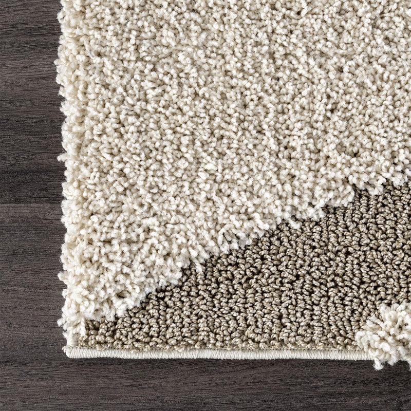 Baltej Modern Shag Cream/Ivory Area Rug, Rectangle 5'3" x 7'6"