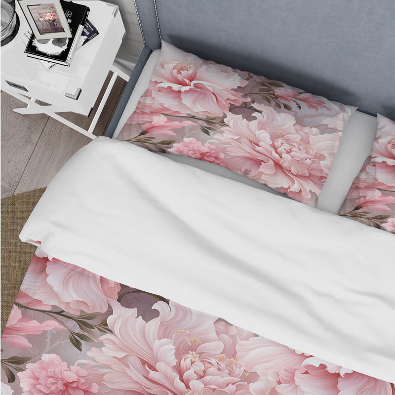 Ethereal Rococo Flourish Victorian Pattern XXIII Floral Duvet Cover, King Duvet Cover + 2 King Shams