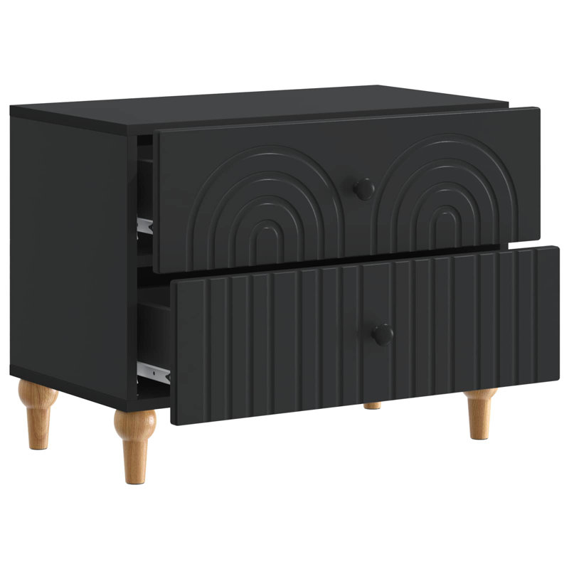 62cm W Manufactured Wood Bedside Table, Black