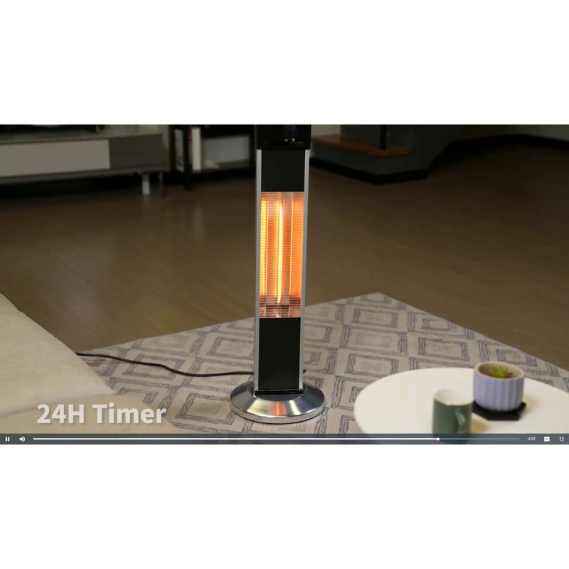 Black Aluminum Electric Standing Patio Heater with Remote Control