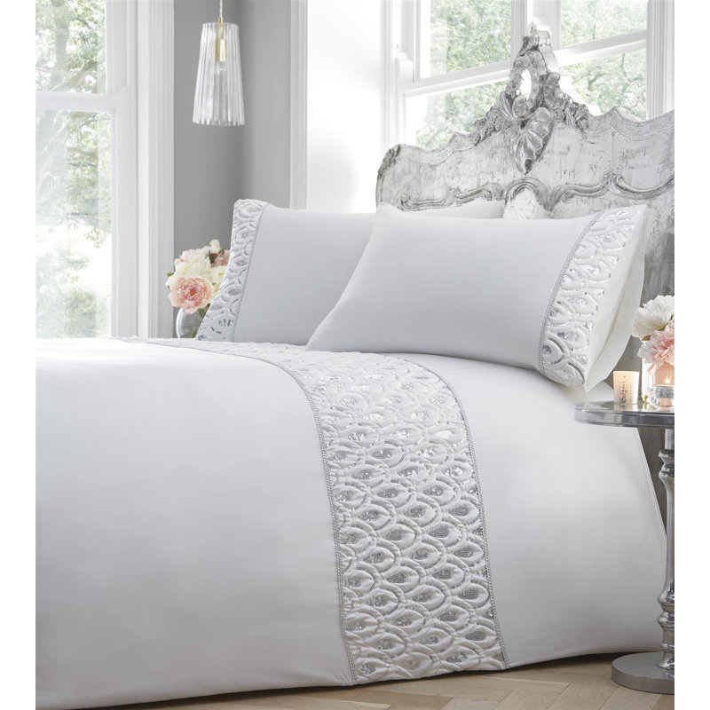 Heitman 141 TC Duvet Cover Set, King Duvet Cover + 2 Standard Pillowcases, White