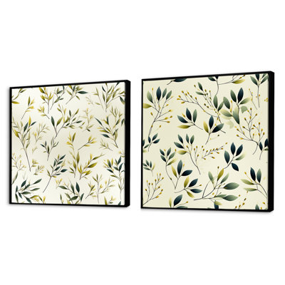 Feuilles zen - ensemble de 2 collages carrés floraux