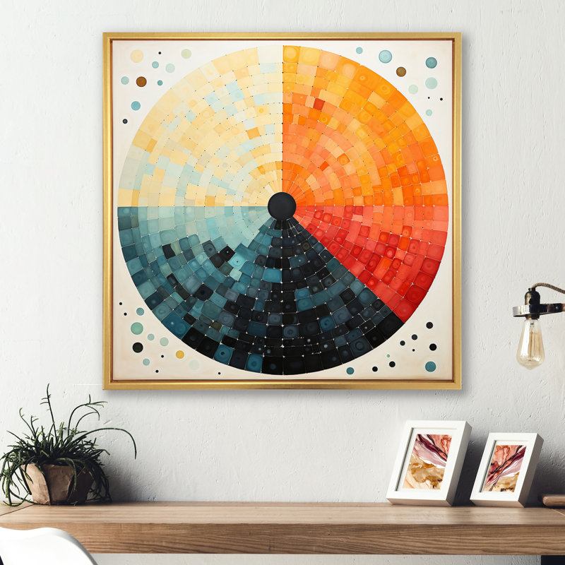 Mid Century Sleek Serenity - Mid-Century Wall Art Prints, H 24 po x l 24 po x P 1 po, Cadre flottant doré