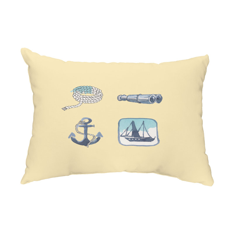 Outdoor Reversible Throw Pillow, Yellow