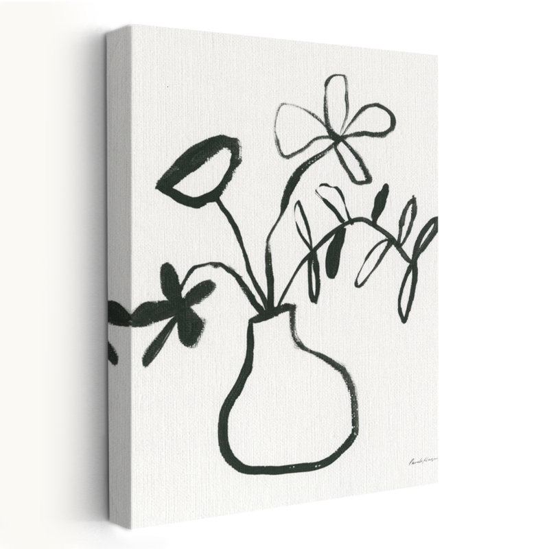 Croquis floral I - dessin de bouquets de fleurs noirs, H 48 po x l 32 po