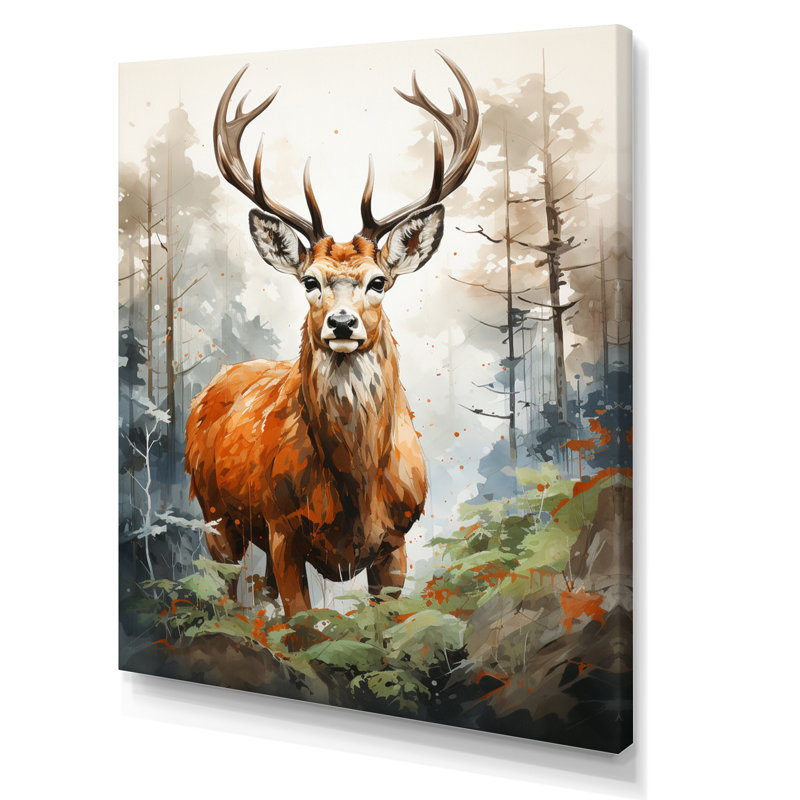 Deer Wonderers IV, H 40 po x l 30 po x P 1,5 po, Toile tendue