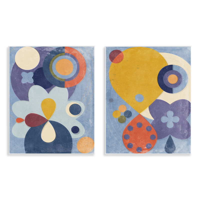 «Retro Shapes on Blue» par Victoria Barnes