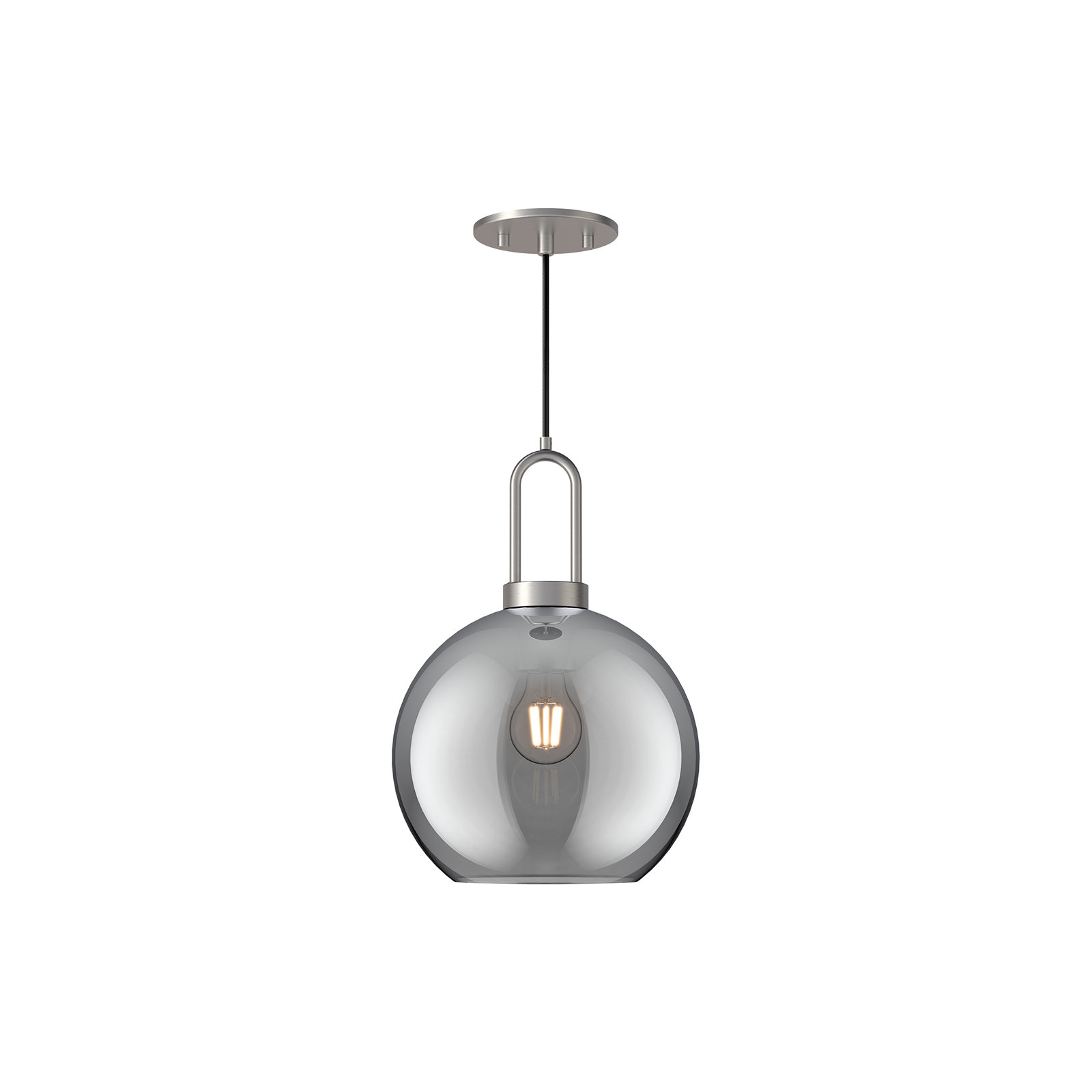 Shiloh Single Light Glass Pendant, Brushed Nickel, Copper, 12.5"H x 7.875"W x 7.875"D