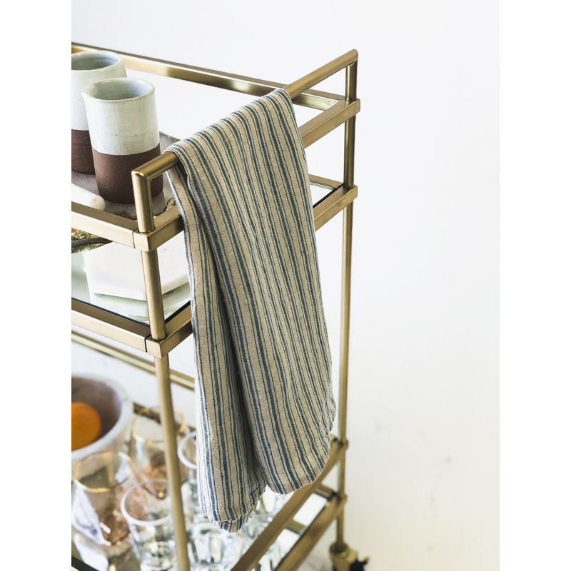 Boat Stripe Linen Striped Tea Towel, Natural/Blue