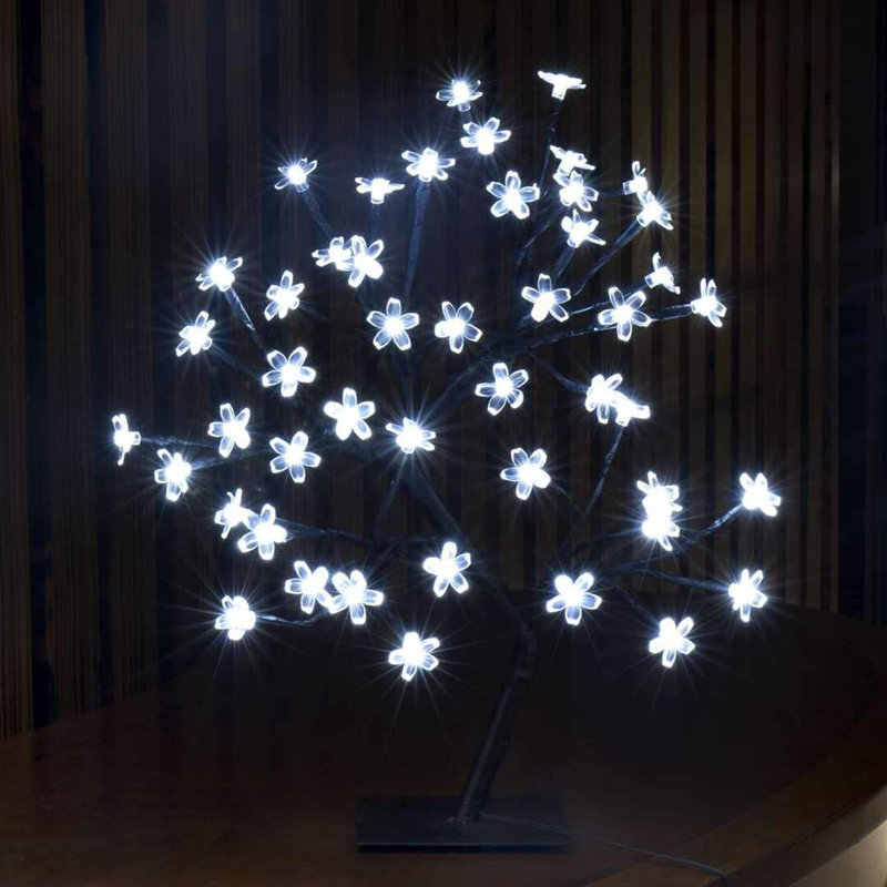 48LED Cherry Blossom Tree Table Light With Battery Powered, Cool White