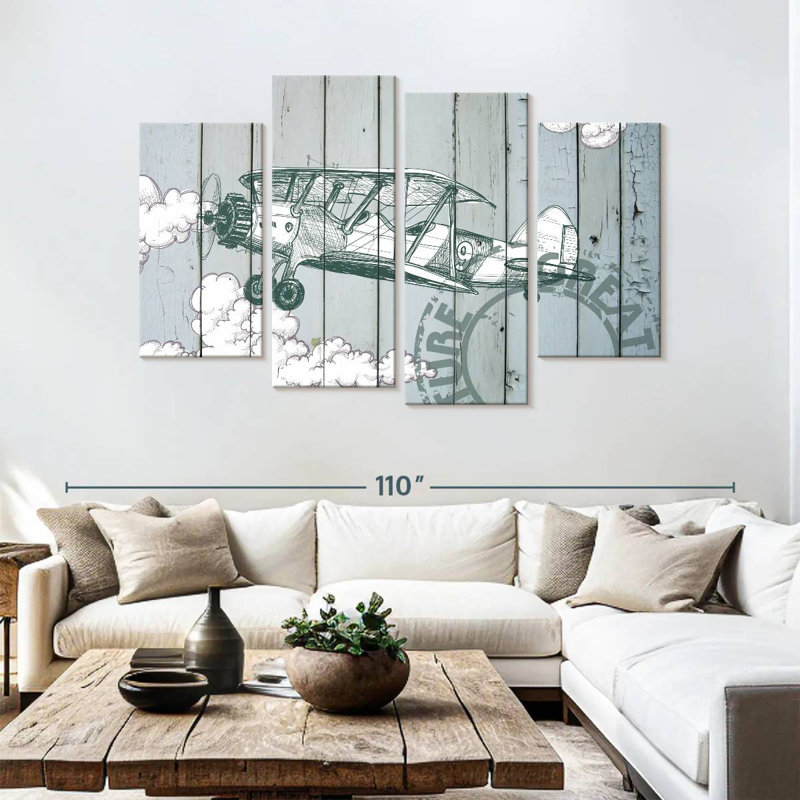Mehar Plane In The Clouds, 54" H x 84" W