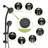 Multi Function Dual Shower Head  Shower System With 4.7" Rain Showerhead, 8Function Hand Shower, Adjustable Slide Bar,Matte Black-124944814