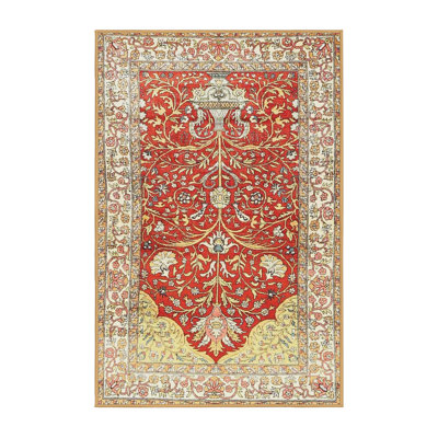 Tapis floral rouge / jaune