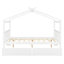 Lit double en bois blanc avec tiroirs, construction solide, toit en ciel, espace de rangement, 2 têtes de lit pour structure en pin robuste, vêtements créatifs,-130093407-130093408