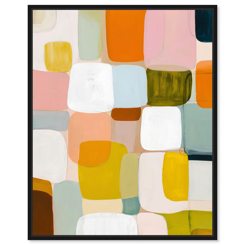 "Pixel Patchwork I", reproduction d'art sur toile par Art Remedy, cadre noir, 36 x 45, H 46 po x l 37 po, Cadre noir
