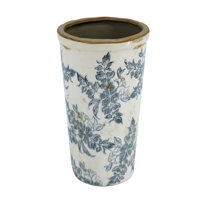 Ceramic Flower Vase, 9.6" H x 5.3" W x 5.3" D