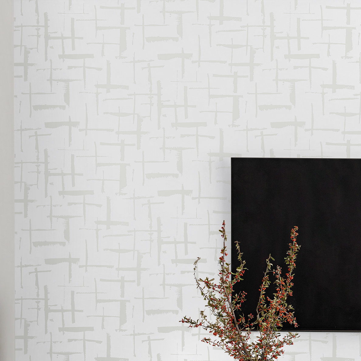Niseko Modern Abstract Wallpaper, Metallic Silver Lining