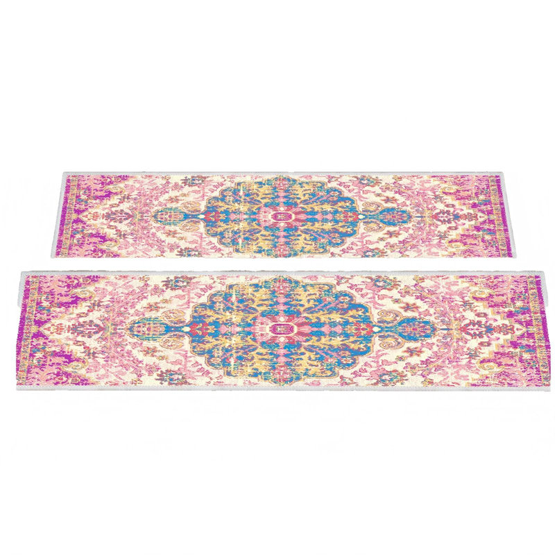 Tapis d'escalier antidérapant, 15 pièces (rose)