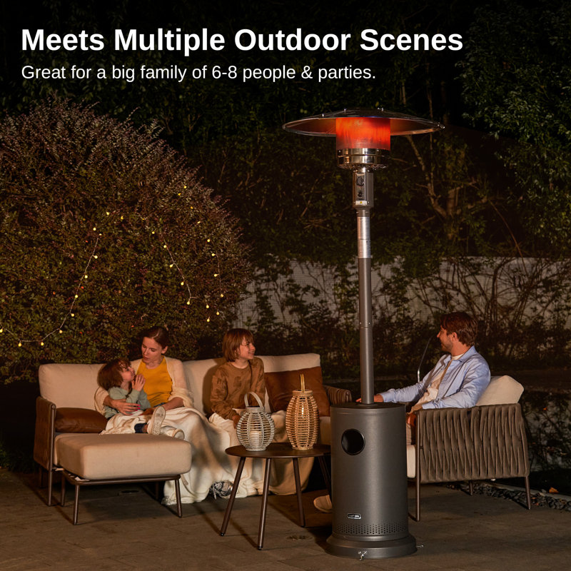 Gray Round Table Design Outdoor Propane Patio Heater