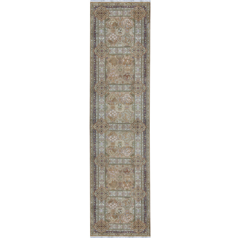 Tapis de couloir brun noué à la main de haute qualité