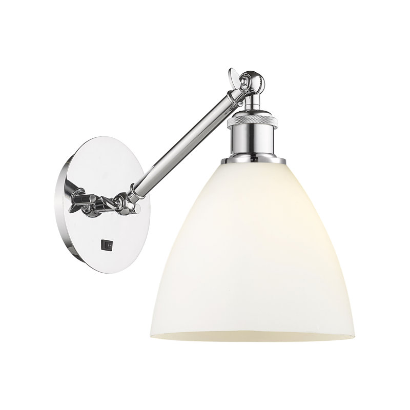 Shauna Armed Sconce, Matte White, LED, Polished Chrome