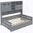 Full Size Wooden Daybed With 2 Drawers, and All-in-One Cabinet and Shelf, Gray-751676566-751676567