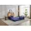 Canapé à compression, canapé-lit à plancher convertible avec structure de forme fixe, canapé modulaire désossé sans causeuse, sans assemblage requis, tissu chenille, pour chambre de salon, bleu foncé-824455276