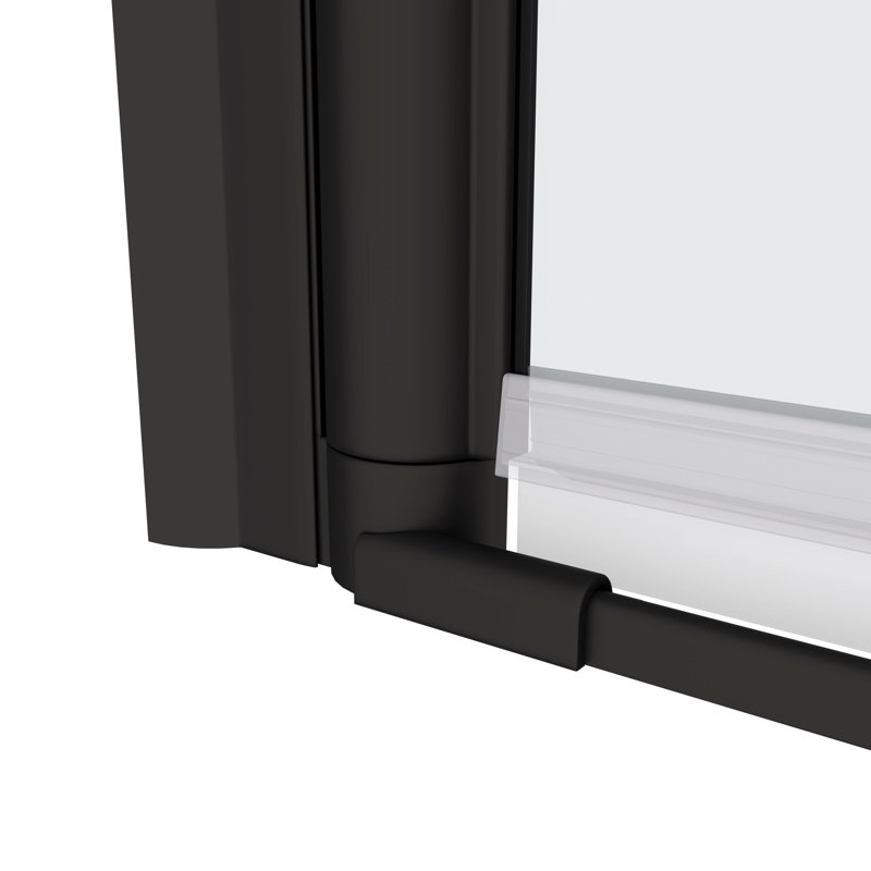 1 3/8" Adjustable Matte Black Universal Shower Door With Pivot. 1/4" Tempered Glass, 36000 Open/Close Tests, Leakage, Easy Installation, , For 28-29 3/8 Finish And Install,