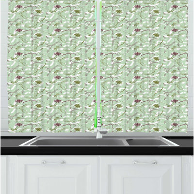 Floral Ruffled Kitchen Curtain