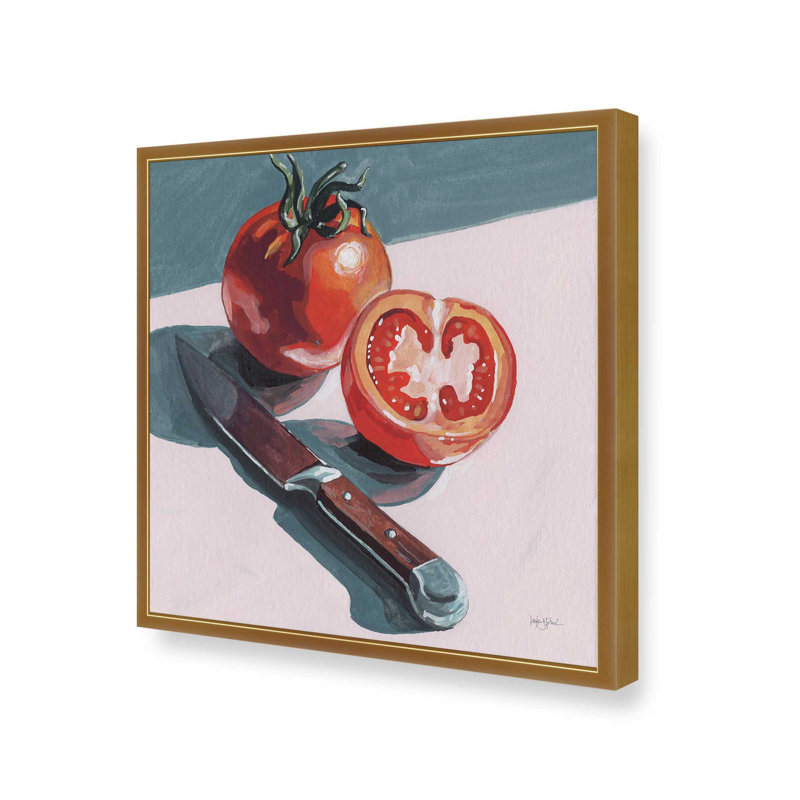 «Fresh Fresh Slice Tomato» par Kate Jarvik Birch, reproduction d'art, 20 W x 20 H, Gold, Framed Print