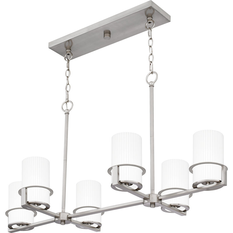 Fosco 6 - Light Steel Dimmable Kitchen Island Square / Rectangle Chandelier, Brushed Nickel