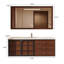 Meuble-lavabo mural 47,64 po en bois d'hévéa massif avec miroir-285199479