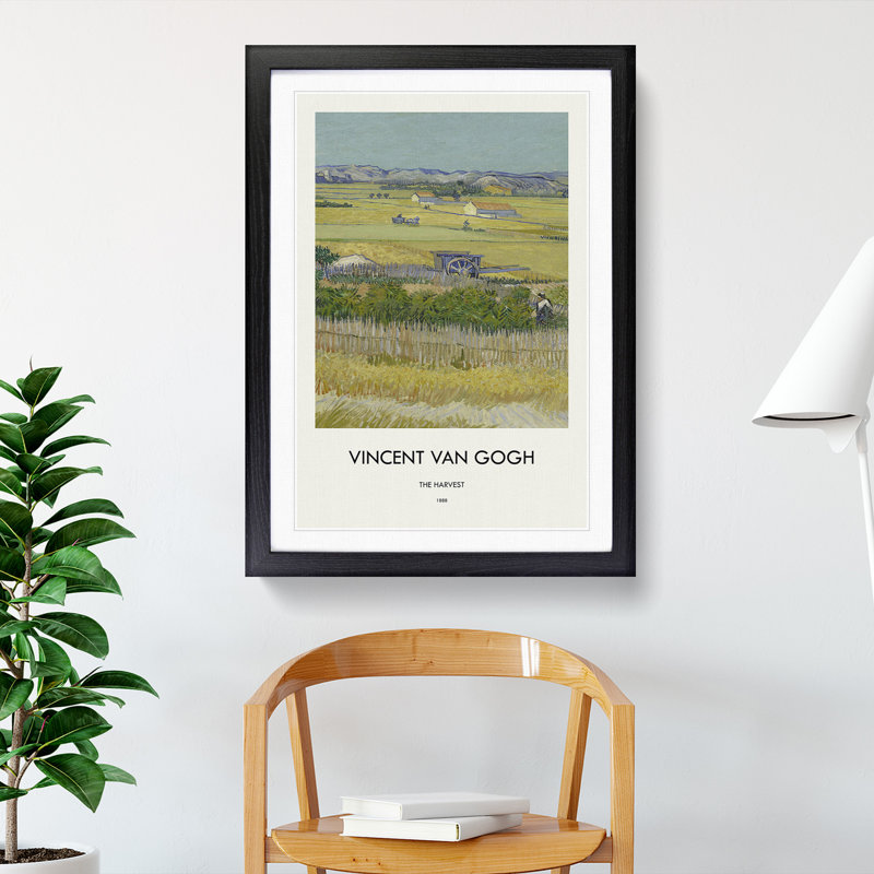The Harvest by Vincent Van Gogh - Picture Frame Painting, Black Framed, 65cm H x 48cm W x 2cm D
